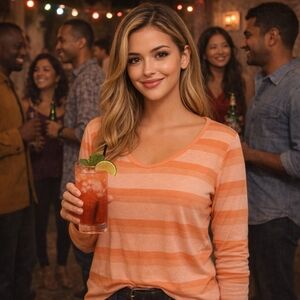 NWT Lularoe S Lynnae Orange Peach Striped Tunic Top Pretty Gift!